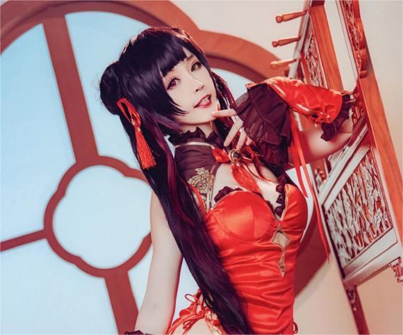 yui金鱼《约会大作战》“旗袍版”时崎狂三cosplay，优雅诱惑