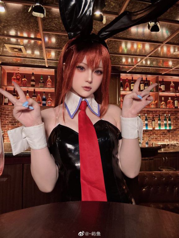 屿鱼cos《命运石之门》牧濑红莉栖鉴赏，兔耳美少女可爱迷人