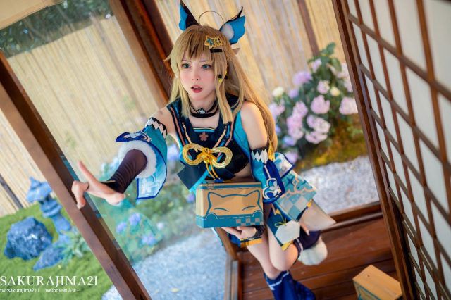 樱岛嗷一cos《原神》绮良良，甜美猫娘太迷人了